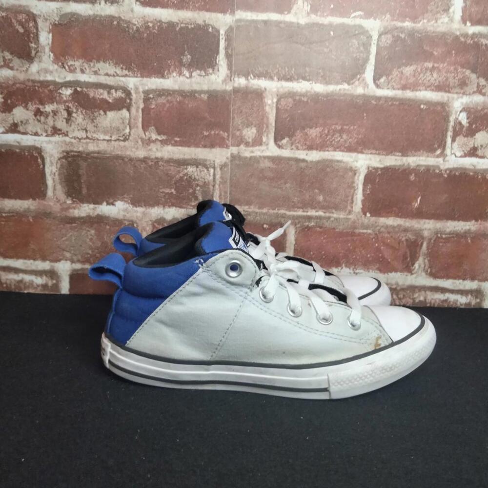 Converse Chuck Taylor Shoes Boys Size 3 Grey Blue Classic Mid Top Sneakers - Picture 3 of 8